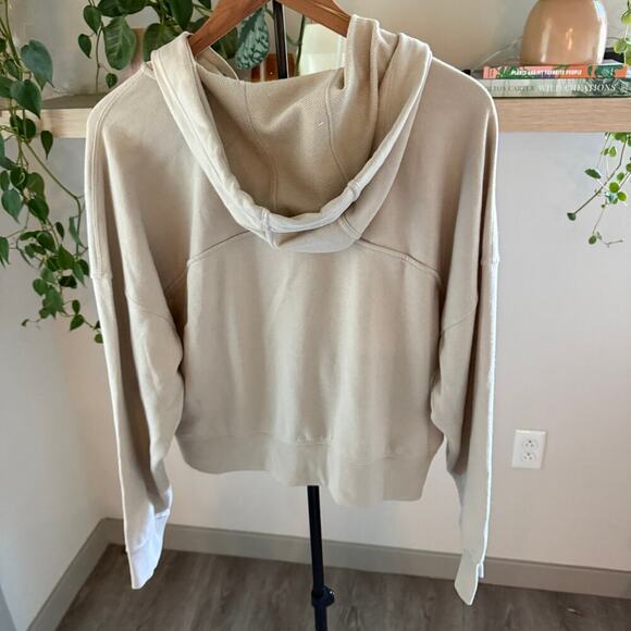 DKNY Beige Terry Zip Up Hoodie Jacket Casual, Minimalist, Loungewear Women Large - Picture 3 of 8